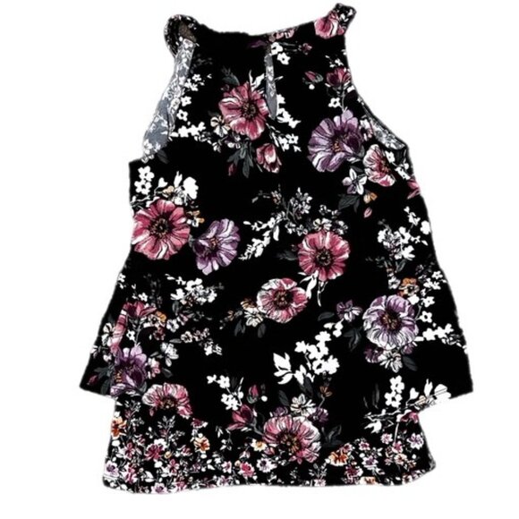 White House Black Market Floral Sleeveless Blouse Black and Pink Size XS - Picture 4 of 8